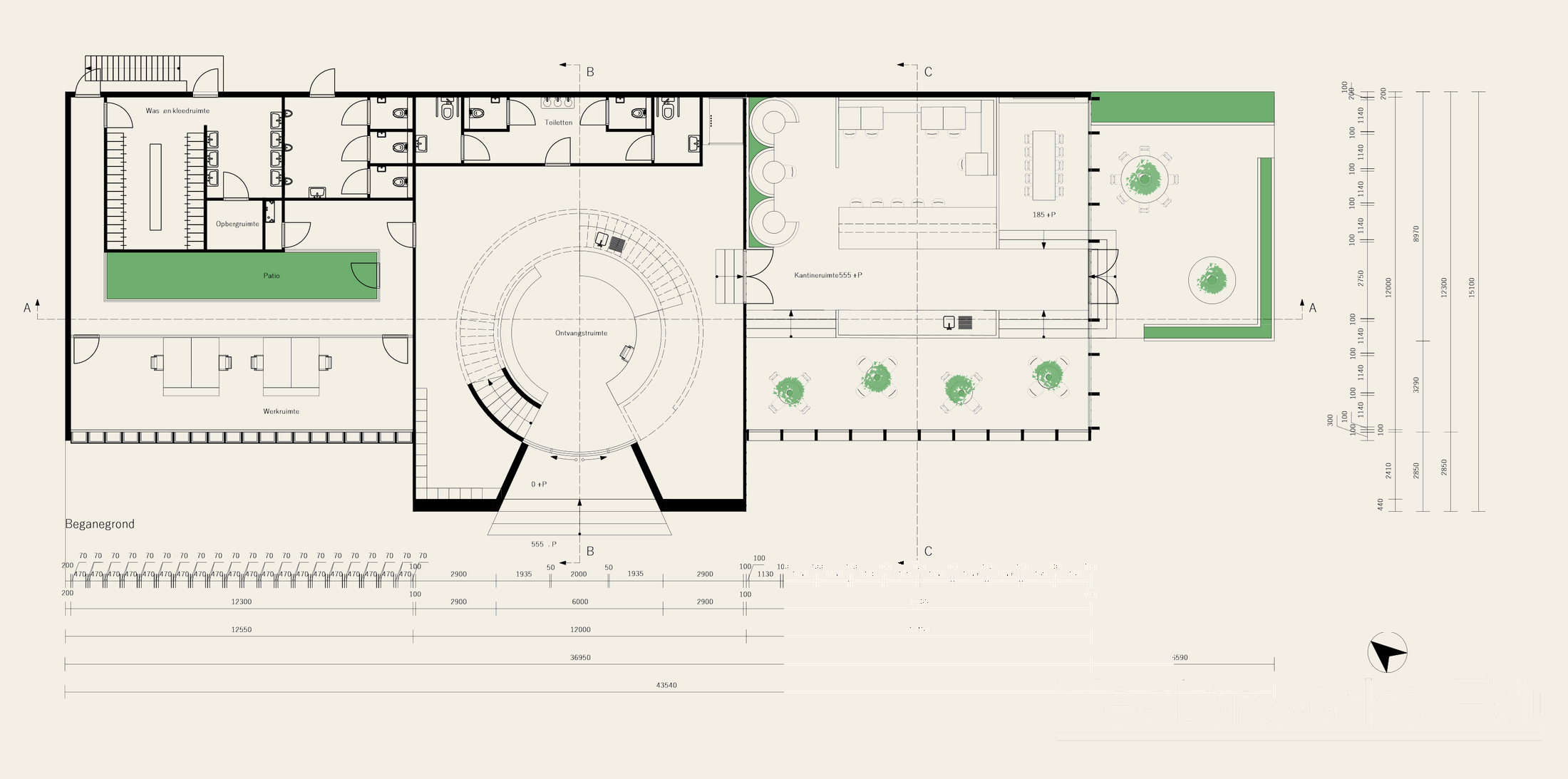 Plattegrond begane grond, schaal 1:100